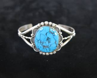 Navajo Kingman Turquoise Cuff Bracelet