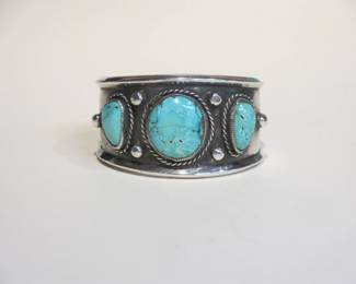 Three-Stone Turquoise Cuff Bracelet