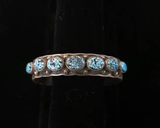 June Defauto Navajo Spiderweb Turquoise Cuff