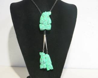 Turquoise Bear Fetish Bolo Tie