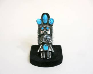 Kachina Figure Ring with Turquoise