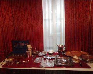 Silverware sets, silver plate and brass items
