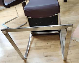 Set of 8 chrome & leather dining chairs-chrome frames detail