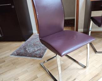 Set of 8 chrome & leather dining chairs