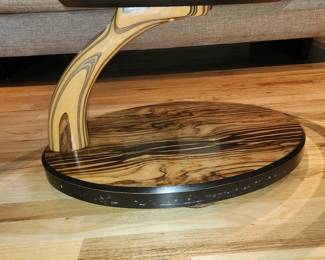 Main floor, glasstop wood base coffee table-base detail