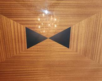 Lacquered dining table. 84" x 43". Top closeup