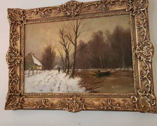 Main floor artwork, oil on canvas by Arthur Edwin Bracy