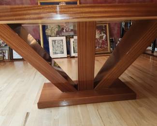 Lacquered dining table. 84" x 43". Base detail
