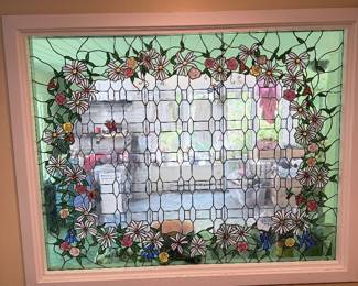 Stained glass window, floral