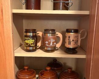 Siesta Ware Mugs - Vintage Brown Glazed Stoneware - Gailstyn-Sutton Soup Crocks