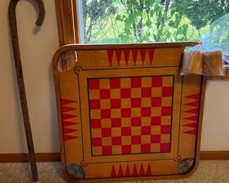 VINTAGE CARROM BOARD GAME WITH ORIGINAL PEG PARTS