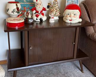 MCM RECORD STORAGE CABINET & VINTAGE CHRISTMAS