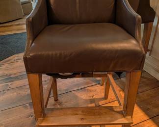 LEE INDUSTRIES LEATHER UPHOLSTERED COUNTER STOOL - SET OF 3 - 41"H, 21.5"W, 31" SEAT HEIGHT
