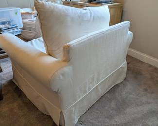 PAIR OF WHITE SLIPCOVERED OVERSIZED ARMCHAIRS - 46"W, 41" DEPTH, 30"H, 18" SEAT HEIGHT