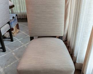 ALDER & COMPANY BENCHMARK FURNITURE UPHOLSTERED SIDE CHAIRS - 8 WITH 2 ARMCHAIRS TO MAKE UP 10 DINING CHAIRS FOR THE TABLE - 46"H, 18"W