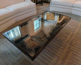 ANTIQUED MIRRORED COCKTAIL TABLE - 60" L x 32.5" W x 17.5" H