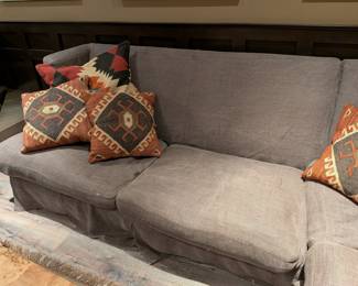 SLIPCOVERED SECTIONAL BY LEE INDUSTRIES SOFA WITH SOUTHWESTERN KILIM PILLOWS - 4 PC SECTIONAL 