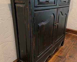 HABERSHAM PLANTATION BLACK DISTRESSED WOOD CABINET  - 37"H, 41"W, 11" DEPTH