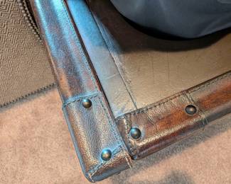 LEATHER TRUNK STYLE PLATFORM STORAGE BED, DRAWERS ON BOTH SIDES - 86"L, 66"W, 59"H OF HEADBOARD