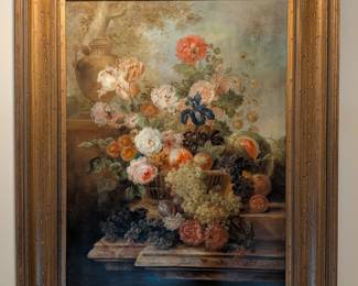 FRAMED PAINTING STILL LIFE SIGNED - 52.5" L x 42.5" W