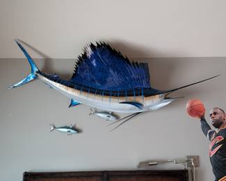 LARGE FIBERGLASS SAILFISH TAXIDERMY WALL MOUNT - REAL - 90" L x 40" W