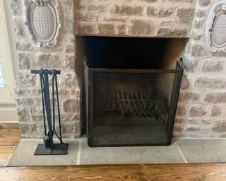 $300 - FIREPLACE GRATE WITH TOOLS