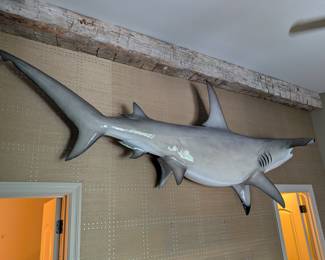 LARGE FIBERGLASS HAMMERHEAD SHARK WALL MOUNT - REAL