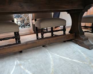 DARK WOOD TRESTLE DINING TABLE - 144"L x 48"W x 30"H