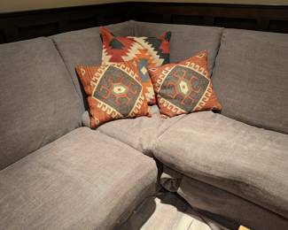 SLIPCOVERED SECTIONAL BY LEE INDUSTRIES SOFA WITH SOUTHWESTERN KILIM PILLOWS - 4 PC SECTIONAL 