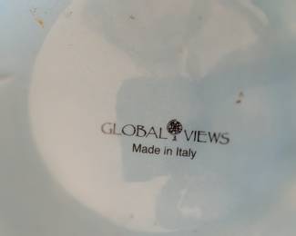 GLOBAL VIEWS MADE IN ITALY BLUE CERAMIC JAR WITH LID, MORE TURQUOISE IN COLOR