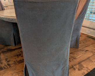 SET OF 6 LEE INDUSTRIES SLIPCOVERED DINING CHAIRS  - 40"H, 20" W, 25" ARM HEIGHT FROM FLOOR