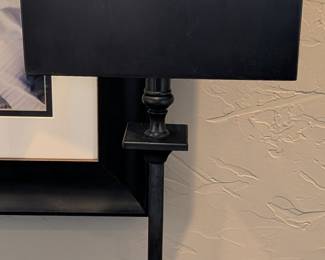BLACK METAL BUFFET LAMP WITH RECTANGULAR SHADE - 31" H, 9.25" SQUARE LAMP SHADE