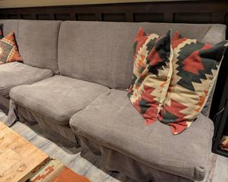 SLIPCOVERED SECTIONAL BY LEE INDUSTRIES SOFA WITH SOUTHWESTERN KILIM PILLOWS - 4 PC SECTIONAL 