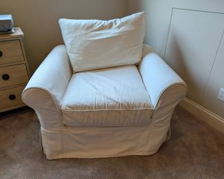 PAIR OF WHITE SLIPCOVERED OVERSIZED ARMCHAIRS - 46"W, 41" DEPTH, 30"H, 18" SEAT HEIGHT