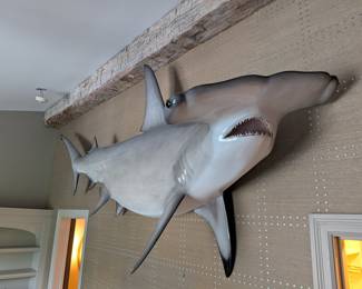 LARGE FIBERGLASS HAMMERHEAD SHARK WALL MOUNT - REAL