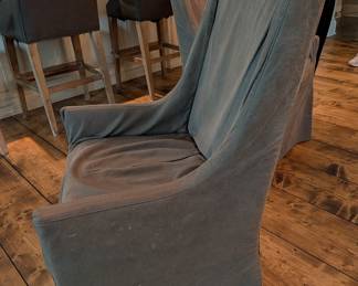 SET OF 6 LEE INDUSTRIES SLIPCOVERED DINING CHAIRS  - 40"H, 20" W, 25" ARM HEIGHT FROM FLOOR