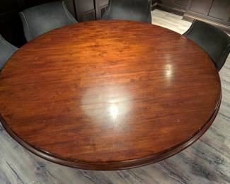ROUND CARVED WOOD PEDESTAL GAME STYLE DINING TABLE - 72" ROUND, 31"H