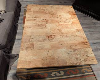 RECTANGULAR BURL WOOD PATCHWORK COFFEE TABLE - 61"L x 46"W x 18"H