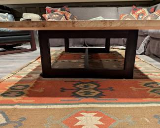 RECTANGULAR BURL WOOD PATCHWORK COFFEE TABLE - 61"L x 46"W x 18"H