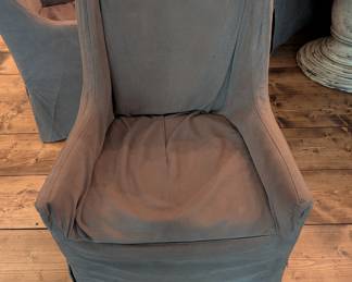 SET OF 6 LEE INDUSTRIES SLIPCOVERED DINING CHAIRS - 40"H, 20" W, 25" ARM HEIGHT FROM FLOOR