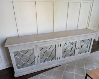 $950 - LARGE MIRRORED WOOD SIDEBOARD BUFFET - 108" L x 40" H x 20" DEPTH