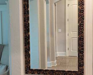 PAIR OF LARGE ORNATE CARVED WOOD WALL MIRRORS - 60" L x 44.5" W