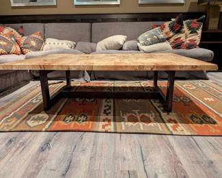 RECTANGULAR BURL WOOD PATCHWORK COFFEE TABLE - 61"L x 46"W x 18"H