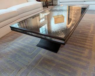 ANTIQUED MIRRORED COCKTAIL TABLE - 60" L x 32.5" W x 17.5" H