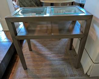 $125 - Rectangular 2-Tier Glass Top Grey Accent Table