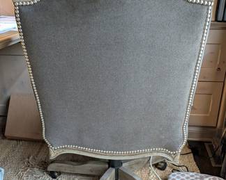 UPHOLSTERED EXECUTIVE DESK CHAIR WITH NAILHEAD TRIM - 42.5" H, 24" W, 22" DEPTH