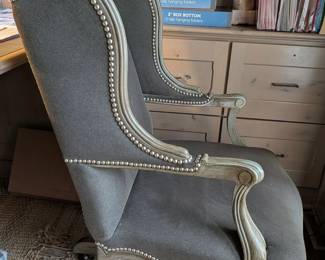 UPHOLSTERED EXECUTIVE DESK CHAIR WITH NAILHEAD TRIM - 42.5" H, 24" W, 22" DEPTH