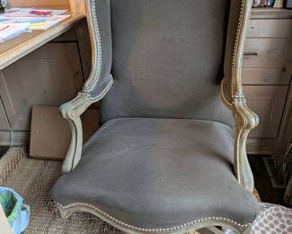 UPHOLSTERED EXECUTIVE DESK CHAIR WITH NAILHEAD TRIM - 42.5" H, 24" W, 22" DEPTH