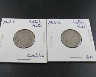 Lot 317. 1914 S and 1916 S Buffalo Nickels