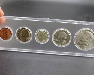Lot 38. Five-coin 1964 type set including penny, nickel, dime, quarter, and half dollar